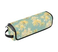 Borsa da viaggio con motivo floreale giallo chiaro, con cuscinetto resistente al calore, organizer impermeabile per ferri da stiro, piastre, ferri arricciacapelli, accessori da donna