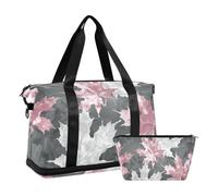 Borsa da viaggio con motivo foglia d'acero rossa e bianca, borsa da allenamento sportiva con cinghia regolabile per il viaggio, set da 2 pezzi, Foglia d'acero rosso e bianco, 1 size