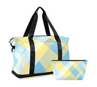 Borsa da viaggio con motivo scozzese senza cuciture Borsa da viaggio per la notte Tote e bagaglio con borsa da toilette per yoga pieghevole, seamless, modello, plaid fondo, 1 size