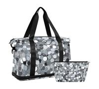 Borsa da viaggio con paillettes finte argentate, borsa da viaggio con tasca bagnata, cinturino regolabile, borsa sportiva da palestra per allenamento, grande capacità, per uomini e donne