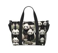 Borsa da viaggio con panda gigante che guarda il divertimento stampato Tote borsa da viaggio con tracolla regolabile adatta per viaggi e sport