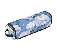 Borsa da viaggio con peonie viola retrò blu e tappetino resistente al calore con cerniera per strumenti di riscaldamento, borsa da viaggio organizer per ferri da stiro, piastre e ferri arricciacapelli