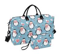 Borsa da viaggio con pinguino di Natale a forma di cuore borsa da viaggio borsa da viaggio per weekender borsa da palestra con borsa da toilette per trekking impermeabile bolsas de para Mujer