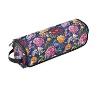 Borsa da viaggio con pittura a olio con fiori retrò colorati per capelli, con tappetino resistente al calore, impermeabile, organizer da viaggio per ferro da stiro piatto e accessori per la cura dei