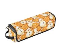 Borsa da viaggio con pupazzi di neve e frutti arancioni, borsa da viaggio con tappetino resistente al calore, borsa da viaggio organizer per utensili caldi e accessori per la cura dei capelli, borsa