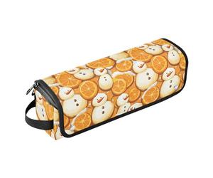 Borsa da viaggio con pupazzi di neve e frutti arancioni, borsa da viaggio con tappetino resistente al calore, borsa da viaggio organizer per utensili caldi e accessori per la cura dei capelli, borsa