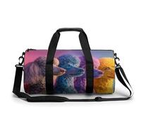 Borsa da viaggio con quattro barboncini colorati, borsa da palestra per donne e uomini, borsa da viaggio cilindrica con tracolla