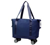 Borsa da viaggio con ruote - Borsa arrotolabile | Organizer per bagagli sotto il sedile | Contenitore compatto con struttura robusta, porta abiti per gite notturne, palestra, shopping, settimana, Blu