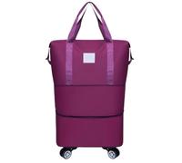 Borsa da viaggio con ruote comoda, espandibile e pieghevole, separazione tra asciutto bagnato, resistente all'acqua per il weekend di ginnastica fuori porta(Plum)