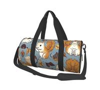 Borsa da viaggio con scoiattolo carino per donne e uomini, borsa da palestra grande, borsa da viaggio per weekend, borsa da notte con tracolla, nera, taglia unica, Nero , Taglia unica