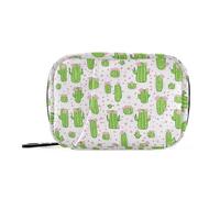 Borsa da viaggio con scomparti staccabili, per medicinali e medicinali, motivo cactus verde