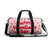 Borsa da viaggio con scritta "Happy Valentine's Day" in grassetto rosso, borsa da palestra per donne e uomini, borsone cilindrico per allenamento sportivo con tracolla