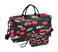 Borsa da viaggio con sfondo rosso ciliegia nera borsa da palestra yoga borse da viaggio per uomo donna borsa da weekend, Rosso Ciliegia Sfondo, Taglia unica, Borsone da viaggio