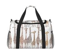 Borsa da viaggio con simpatica giraffa in stile cartone animato, grande, riutilizzabile, perfetta per attività all'aperto, sport, campeggio e generi alimentari, nero, Taglia unica