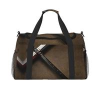 Borsa da viaggio con spada samurai giapponese, grande borsa per la spesa riutilizzabile, borsa per le vacanze, borsone sportivo con tracolla regolabile, nero, taglia unica, Nero , Taglia unica