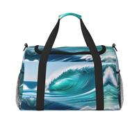 Borsa da viaggio con stampa a onde celesti trasparenti borsa da palestra borsa da viaggio essenziali da viaggio per donne uomini borsa a tracolla, Nero , Taglia unica