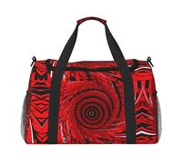 Borsa da viaggio con stampa a spirale con fiore rosso e vortice, borsa da palestra, borsa da viaggio essenziale per donne e uomini, Nero , Taglia unica