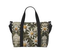 Borsa da viaggio con stampa a stella alpina nordico con tracolla regolabile, adatta per viaggi e sport