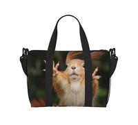 Borsa da viaggio con stampa animalier divertente scoiattolo, borsone da viaggio, borsa per oggetti personali, per viaggi, palestra, sport, weekender, Nero , Taglia unica