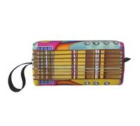 Borsa da viaggio con stampa artistica a forma di chitarra, portatile, semplice, portatile, con cerniera, per riporre oggetti quotidiani, strumenti, cosmetici, articoli da toeletta e così via, Come