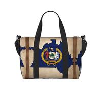 Borsa da viaggio con stampa astratta della bandiera dello stato del Kentucky Map03, borsa a tracolla grande, borsa a tracolla spaziosa, borsa da palestra, nera, taglia unica, Nero, One Size