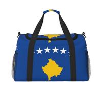 Borsa da viaggio con stampa bandiera del Kosovo, borsa da weekender, borsa da allenamento, borsa da yoga, borsone per oggetti personali per Audlts, Nero , Taglia unica