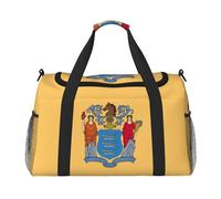 Borsa da viaggio con stampa bandiera del New Jersey, borsa da weekender, borsa da allenamento, borsa da yoga, borsone per oggetti personali per Audlts, Nero , Taglia unica