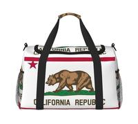 Borsa da viaggio con stampa bandiera della California, borsa da palestra, borsa da viaggio essenziale per donne e uomini, Nero , Taglia unica