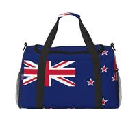 Borsa da viaggio con stampa bandiera della Nuova Zelanda Weekender Pernottamento Borsa da viaggio per donne uomini palestra bagaglio a mano, Nero , Taglia unica