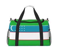 Borsa da viaggio con stampa bandiera della Repubblica dell'Uzbekistan, borsa da palestra, borsa da palestra, borsa da viaggio, essenziale per donne, uomini, borsa a tracolla, Nero , Taglia unica