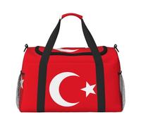 Borsa da viaggio con stampa bandiera della Turchia Weekender Pernottamento Borsa da viaggio per donne uomini palestra bagaglio a mano, Nero , Taglia unica