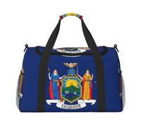 Borsa da viaggio con stampa bandiera di New York, borsa da viaggio per donna e uomo, borsa da palestra, Nero , Taglia unica