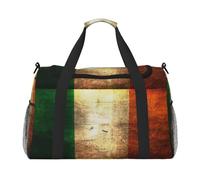 Borsa da viaggio con stampa bandiera irlandese, borsa da weekender, borsa da allenamento, borsa da yoga, borsone per oggetti personali per Audlts, Nero , Taglia unica