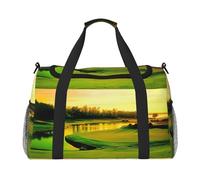 Borsa da viaggio con stampa campo da golf, borsa da weekender, borsa da allenamento, borsa da yoga, borsone per oggetti personali per Audlts, Nero , Taglia unica