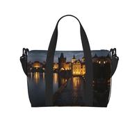 Borsa da viaggio con stampa Charles Bridge con tracolla regolabile, adatta per viaggi e sport