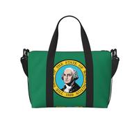 Borsa da viaggio con stampa con bandiera Washington, borsone da viaggio, borsa per oggetti personali, per viaggi, palestra, sport, weekender, Nero , Taglia unica