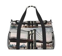 Borsa da viaggio con stampa del ponte di Brooklyn, borsa da viaggio per donna e uomo, borsa da palestra, Nero , Taglia unica
