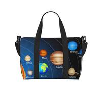 Borsa da viaggio con stampa del sistema solare dello spazio esterno, borsone da viaggio, borsa per oggetti personali, per viaggi, palestra, sport, weekender, Nero , Taglia unica