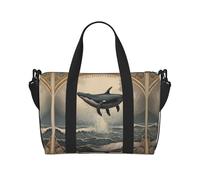 Borsa da viaggio con stampa delfino che vola nell'aria, con tracolla regolabile, adatta per viaggi e sport