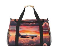 Borsa da viaggio con stampa di aeroplano tramonti cielo borsa da viaggio borsa da palestra borse da viaggio essenziali per donne uomini borsa a tracolla, Nero , Taglia unica