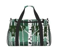 Borsa da viaggio con stampa di alberi di betulla Borsa da viaggio Borsa da viaggio Borsa sportiva da portare sotto il sedile, nero, Taglia unica