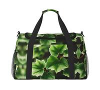 Borsa da viaggio con stampa di alberi di edera e fiori di edera, borsa da viaggio, borsa sportiva da portare sotto il sedile, nero, Taglia unica
