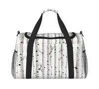 Borsa da viaggio con stampa di albero di betulla, borsa da weekender, borsa da allenamento, borsa da yoga, borsone per oggetti personali per Audlts, Nero , Taglia unica