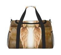 Borsa da viaggio con stampa di ali d'angelo, borsa da weekender, borsa da allenamento, borsa da yoga, borsone per oggetti personali per Audlts, Nero , Taglia unica