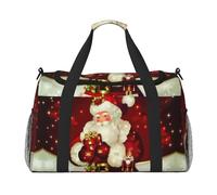 Borsa da viaggio con stampa di Babbo Natale, borsa da weekender, borsa da allenamento, borsa da yoga, borsone per oggetti personali per Audlts, Nero , Taglia unica