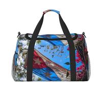 Borsa da viaggio con stampa di bandiera di Porto Rico, pieghevole, impermeabile, leggera, con tracolla