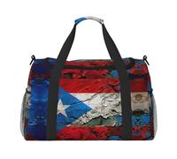 Borsa da viaggio con stampa di bandiera di Puerto Rico, borsa da weekender, borsa da allenamento, borsa da yoga, borsone per oggetti personali per Audlts, Nero , Taglia unica