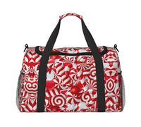 Borsa da viaggio con stampa di bastoncini di zucchero, borsa da weekender, borsa da allenamento, borsa da yoga, borsone per oggetti personali per Audlts, Nero , Taglia unica