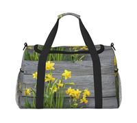 Borsa da viaggio con stampa di bouquet di narcisi, borsa da weekender, borsa da allenamento, borsa da yoga, borsone per oggetti personali per Audlts, Nero , Taglia unica