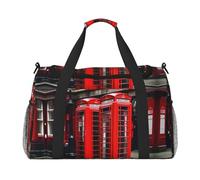 Borsa da viaggio con stampa di cabina telefonica London Street Borsa da viaggio Borsa da viaggio Borsa sportiva da portare sotto il sedile, nero, Taglia unica